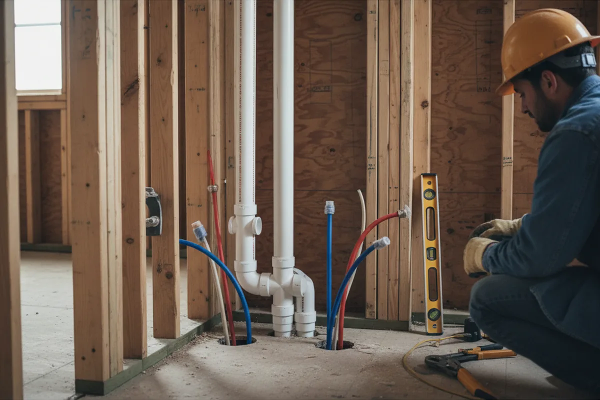 Drain and supply rough-in during Leak Detection in Highland Falls